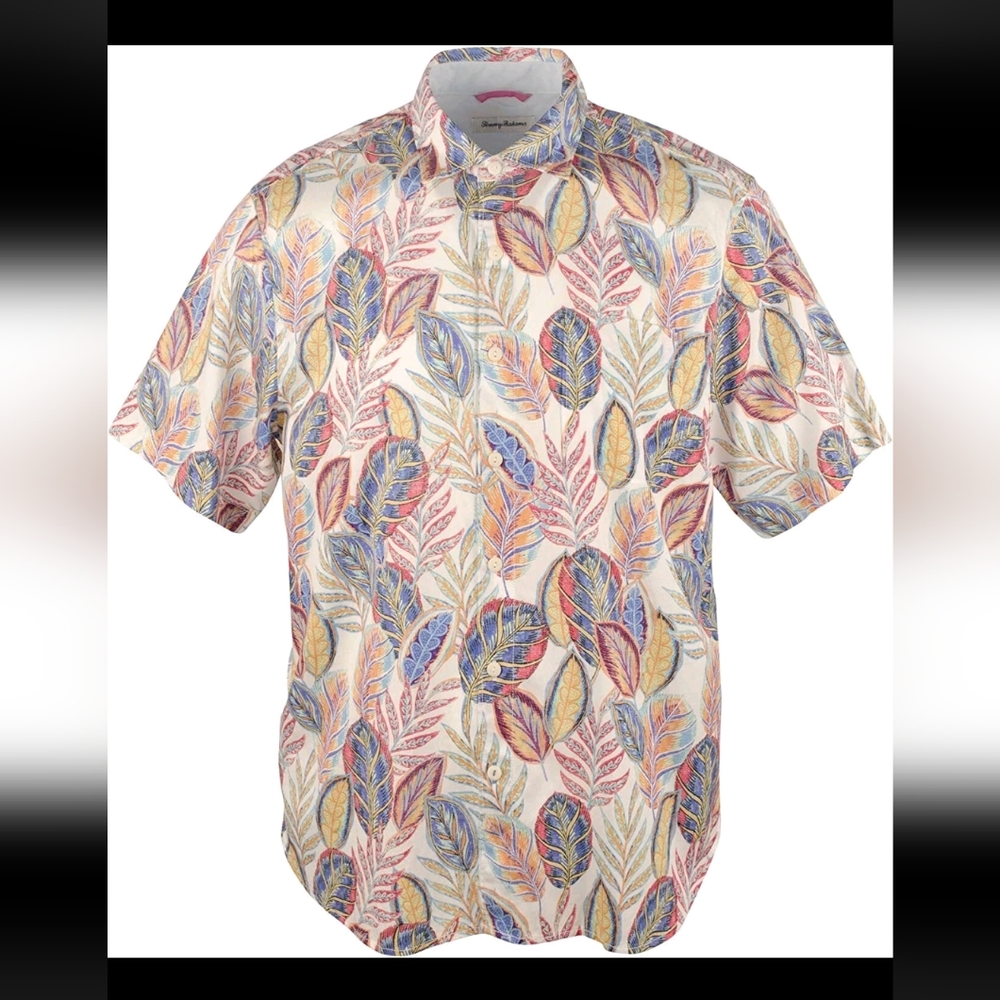 Tommy Bahamas Multicolor Leaf Print Men's Shirt Size XXXL Euc